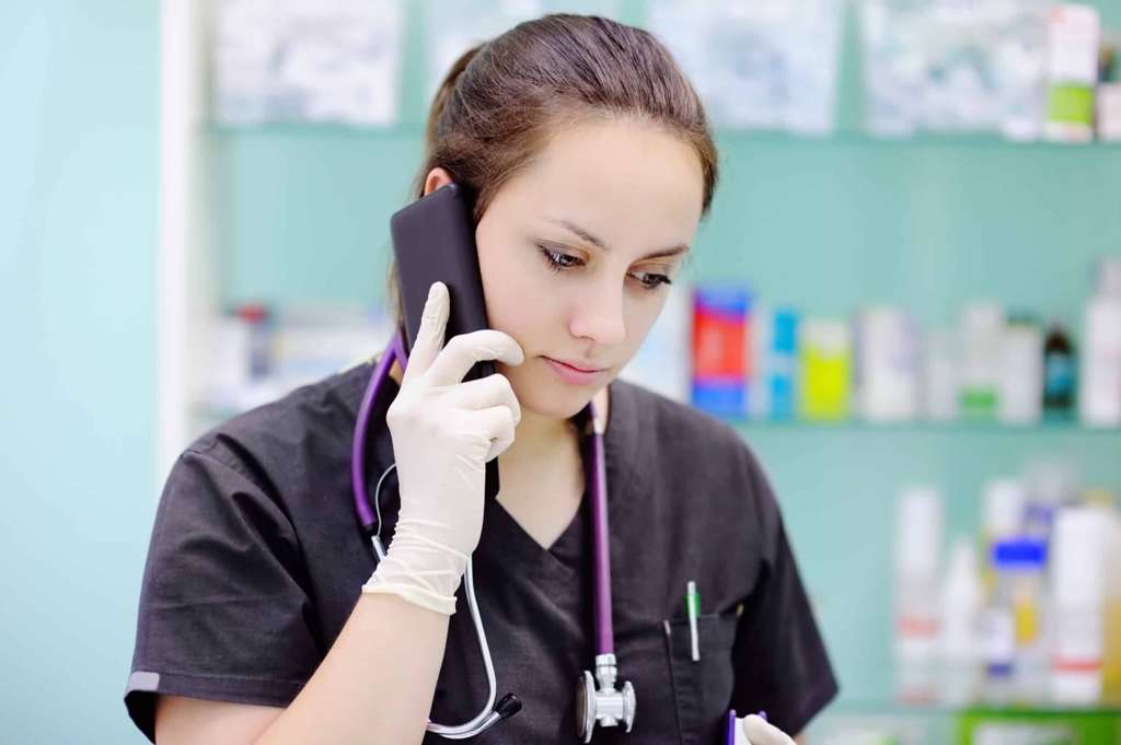 Nurse on telephone call