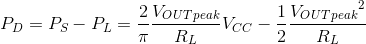 Formula for power dissipated in a Class AB output stage.