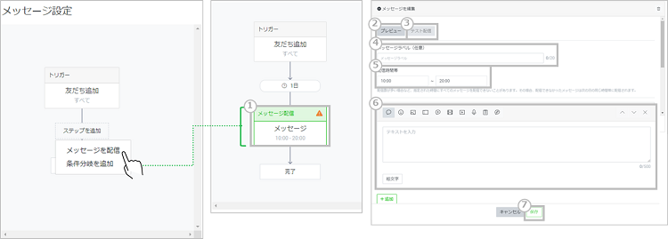 ステップ配信の設定画面