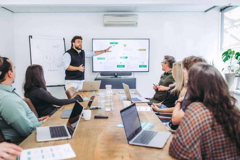 Team participating in an AI training workshop